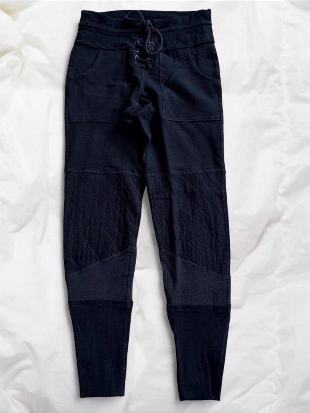 FP Free People Movement Black Quilted / Ribbed Panel Jogger Pants Small